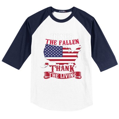 Honor The Fallen Thank The Living Proudly Support Our Troops Gift Baseball Sleeve Shirt