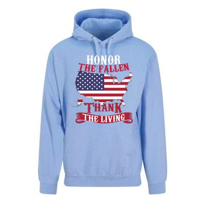 Honor The Fallen Thank The Living Proudly Support Our Troops Gift Unisex Surf Hoodie