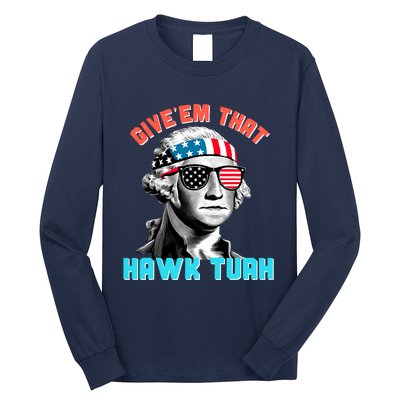 Hawk Tuah Funny 2024 4th Of July Meme Long Sleeve Shirt