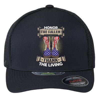 Honor The Fallen Thank The Living Memorial Day Veterans Gift Flexfit Unipanel Trucker Cap