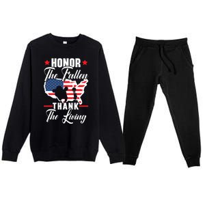 Honor The Fallen Thank The Living Usa American Memorial Day Gift Premium Crewneck Sweatsuit Set