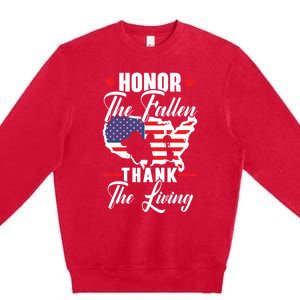 Honor The Fallen Thank The Living Usa American Memorial Day Gift Premium Crewneck Sweatshirt