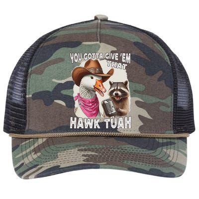 Hawk Tuah Funny Viral Humor Meme Video Girl 24 Goose Tua Retro Rope Trucker Hat Cap