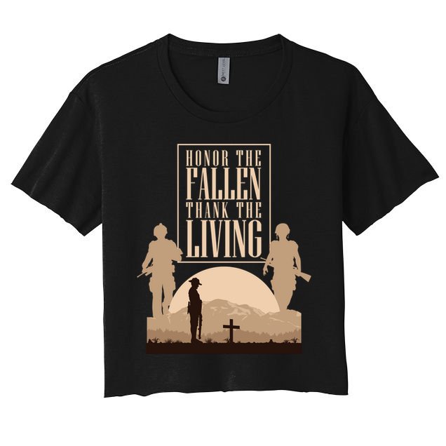 Honor The Fallen Thank The Living Military Pride Gift Crop Top