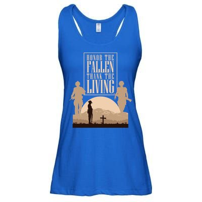 Honor The Fallen Thank The Living Military Pride Gift Ladies Essential Flowy Tank