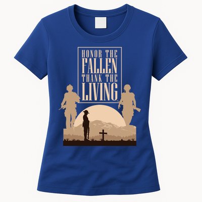 Honor The Fallen Thank The Living Military Pride Gift Womens T-Shirt