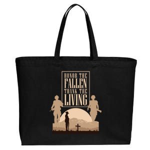 Honor The Fallen Thank The Living Military Pride Gift Cotton Canvas Jumbo Tote