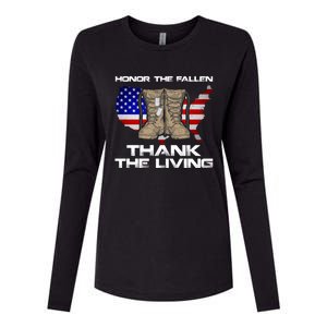 Honor The Fallen Thank The Living Military Veteran Gift Womens Cotton Relaxed Long Sleeve T-Shirt