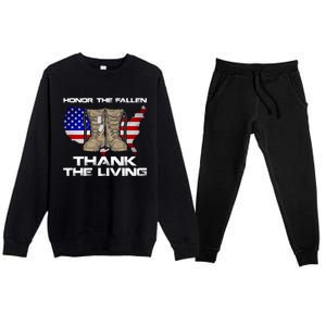 Honor The Fallen Thank The Living Military Veteran Gift Premium Crewneck Sweatsuit Set