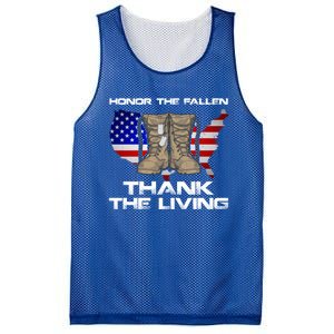 Honor The Fallen Thank The Living Military Veteran Gift Mesh Reversible Basketball Jersey Tank