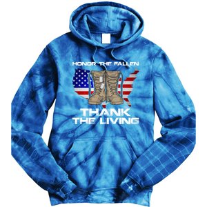 Honor The Fallen Thank The Living Military Veteran Gift Tie Dye Hoodie