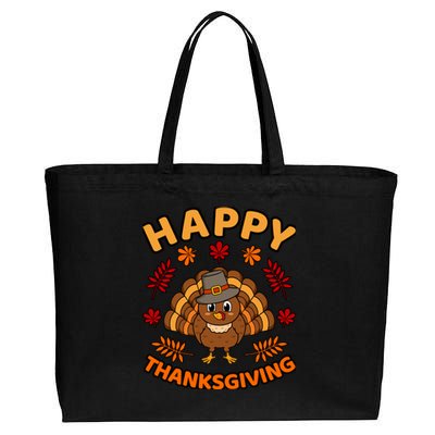 Happy Thanksgiving Funny Turkey Family Graphic Cotton Canvas Jumbo Tote