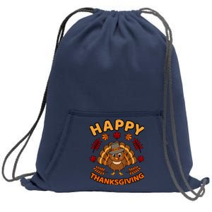 Happy Thanksgiving Funny Turkey Family Graphic Sweatshirt Cinch Pack Bag