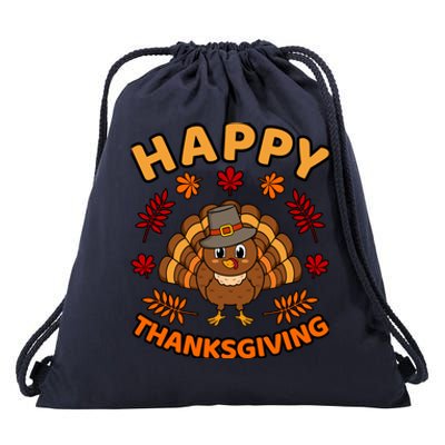 Happy Thanksgiving Funny Turkey Family Graphic Drawstring Bag