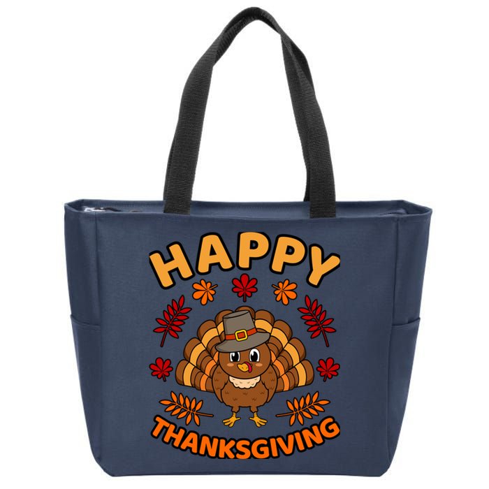 Happy Thanksgiving Funny Turkey Family Graphic Zip Tote Bag