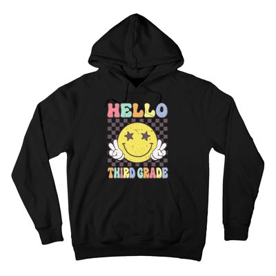 Hello Third Grade Hippie Smile Face 3rd Grade Back To School Gift Hoodie