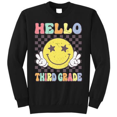 Hello Third Grade Hippie Smile Face 3rd Grade Back To School Gift Sweatshirt