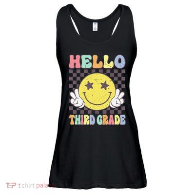 Hello Third Grade Hippie Smile Face 3rd Grade Back To School Gift Ladies Essential Flowy Tank