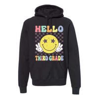 Hello Third Grade Hippie Smile Face 3rd Grade Back To School Gift Premium Hoodie