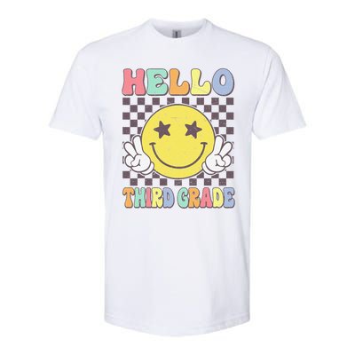 Hello Third Grade Hippie Smile Face 3rd Grade Back To School Gift Softstyle® CVC T-Shirt