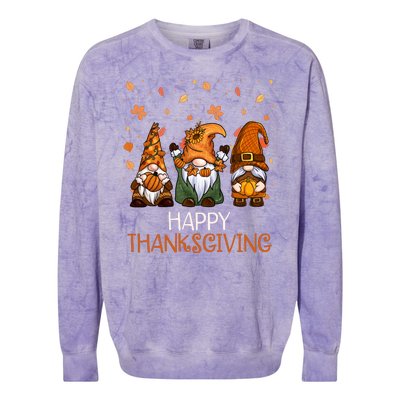 Happy Thanksgiving Gnome Squad Colorblast Crewneck Sweatshirt