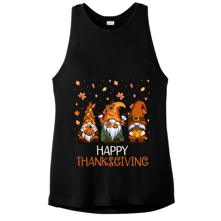 Happy Thanksgiving Gnome Squad Ladies PosiCharge Tri-Blend Wicking Tank
