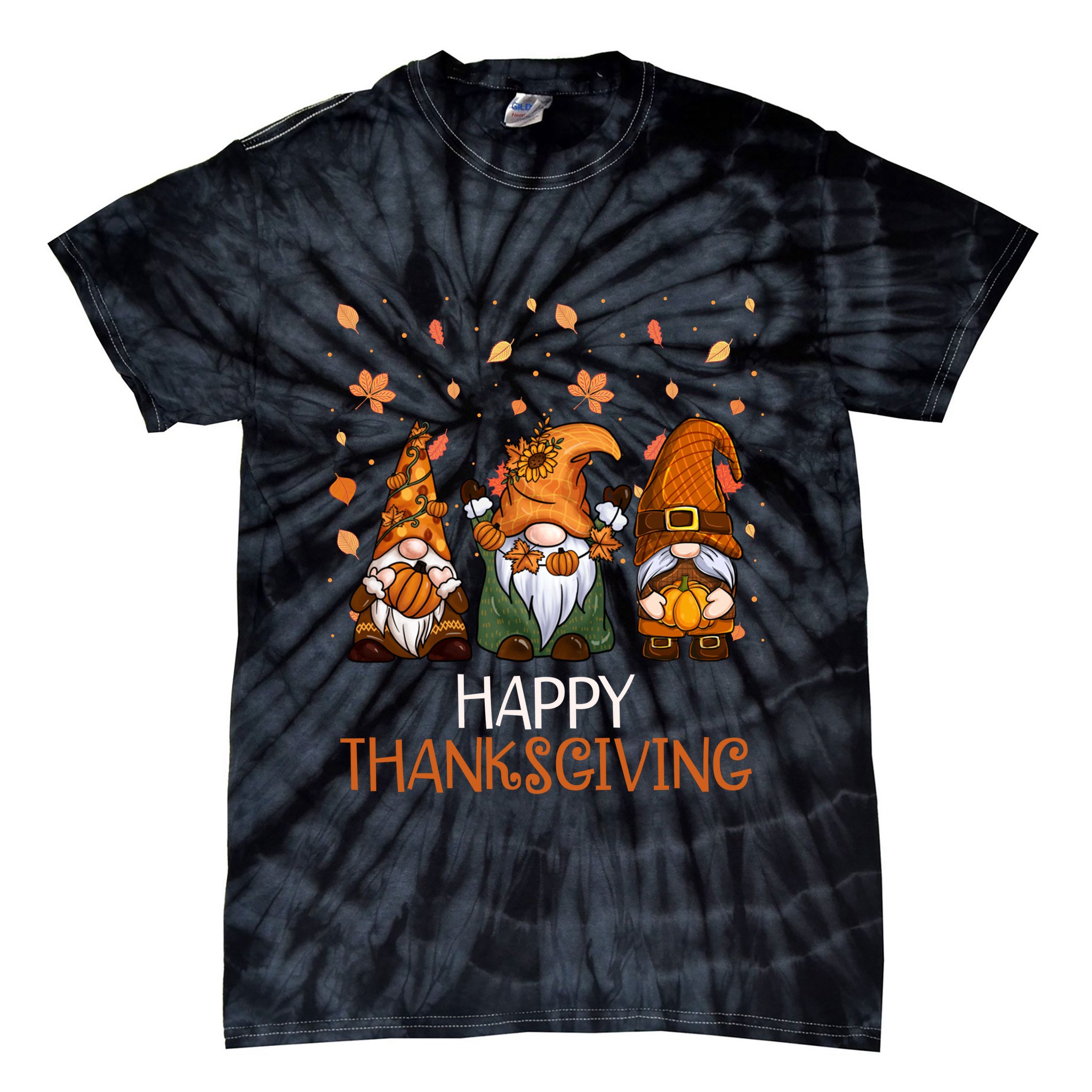 Happy Thanksgiving Gnome Squad Tie-Dye T-Shirt