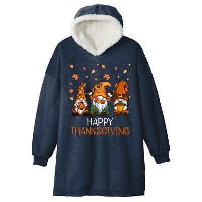 Happy Thanksgiving Gnome Squad Hooded Wearable Blanket