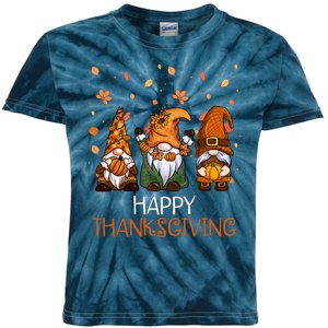 Happy Thanksgiving Gnome Squad Kids Tie-Dye T-Shirt