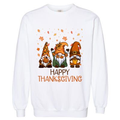 Happy Thanksgiving Gnome Squad Garment-Dyed Sweatshirt