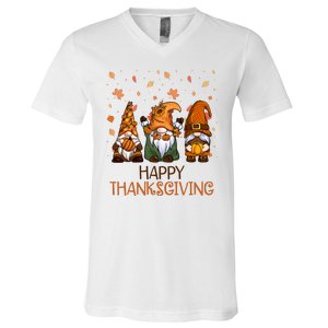 Happy Thanksgiving Gnome Squad V-Neck T-Shirt