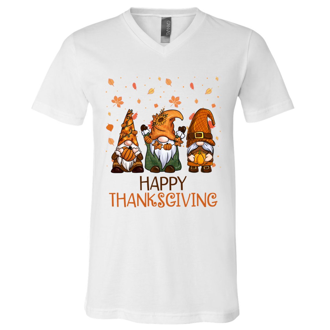 Happy Thanksgiving Gnome Squad V-Neck T-Shirt