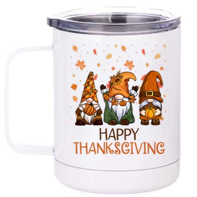 Happy Thanksgiving Gnome Squad 12 oz Stainless Steel Tumbler Cup