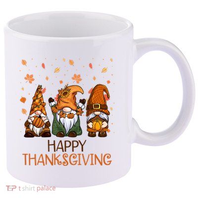 Happy Thanksgiving Gnome Squad 11oz C Handle Ceramic Mug