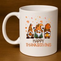 Happy Thanksgiving Gnome Squad 11oz C Handle Ceramic Mug