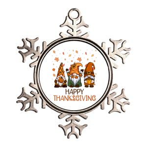 Happy Thanksgiving Gnome Squad Metallic Star Ornament