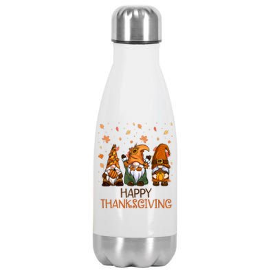 Happy Thanksgiving Gnome Squad Stainless Steel Insulated Water Bottle