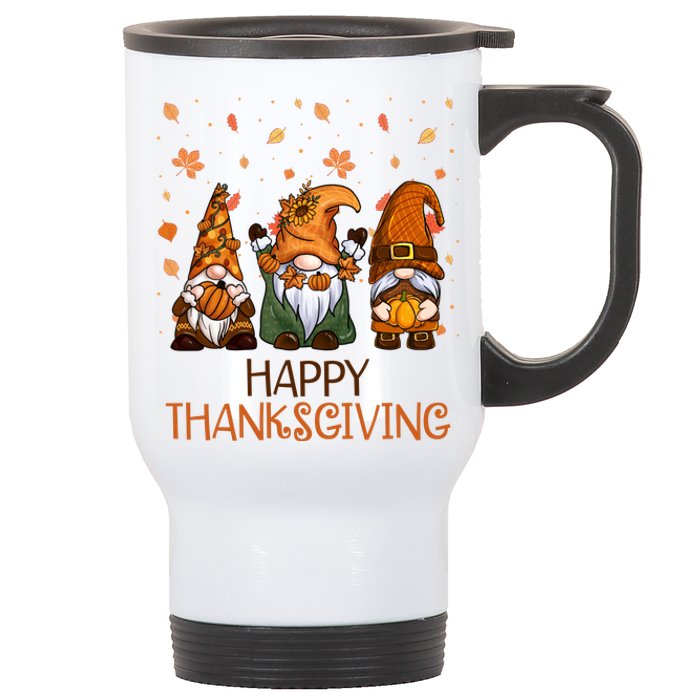 Happy Thanksgiving Gnome Squad Stainless Steel Travel Mug