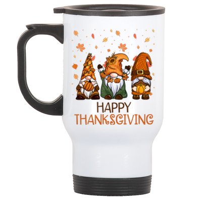 Happy Thanksgiving Gnome Squad Stainless Steel Travel Mug