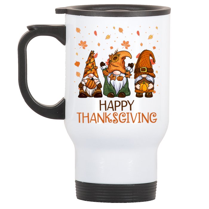 Happy Thanksgiving Gnome Squad Stainless Steel Travel Mug