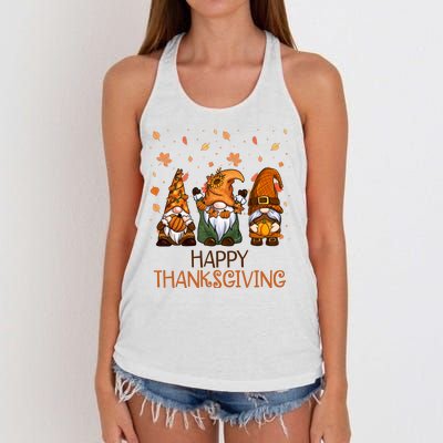 Happy Thanksgiving Gnome Squad Women's Knotted Racerback Tank