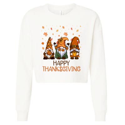 Happy Thanksgiving Gnome Squad Cropped Pullover Crew