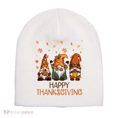 Happy Thanksgiving Gnome Squad Short Acrylic Beanie