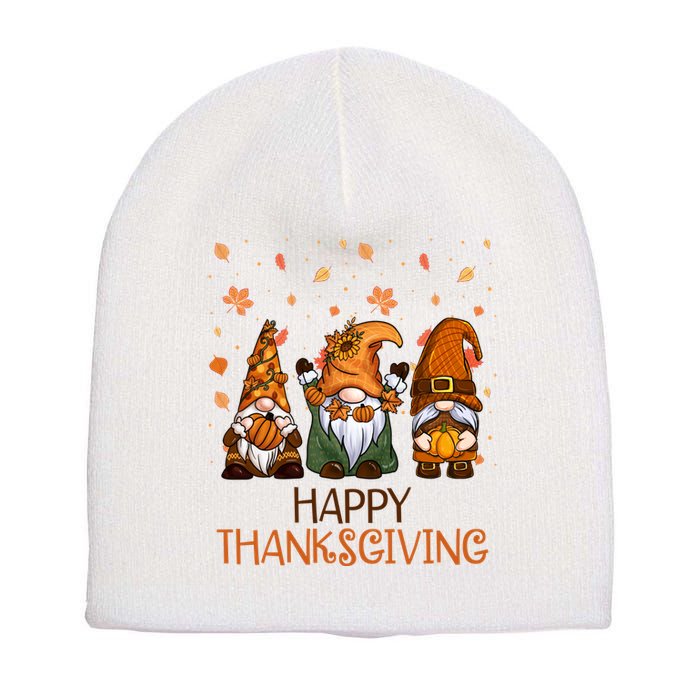 Happy Thanksgiving Gnome Squad Short Acrylic Beanie