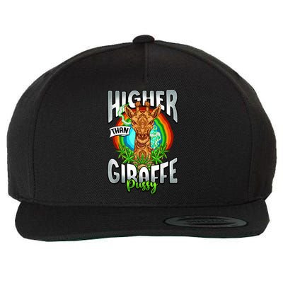 Higher Than Giraffe Gift Pussy Stoner Weed 420 Pot Gift Wool Snapback Cap