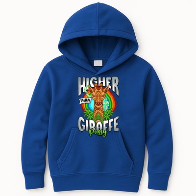 Higher Than Giraffe Gift Pussy Stoner Weed 420 Pot Gift Kids Hoodie