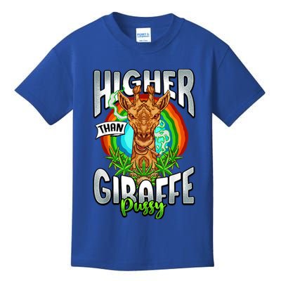 Higher Than Giraffe Gift Pussy Stoner Weed 420 Pot Gift Kids T-Shirt