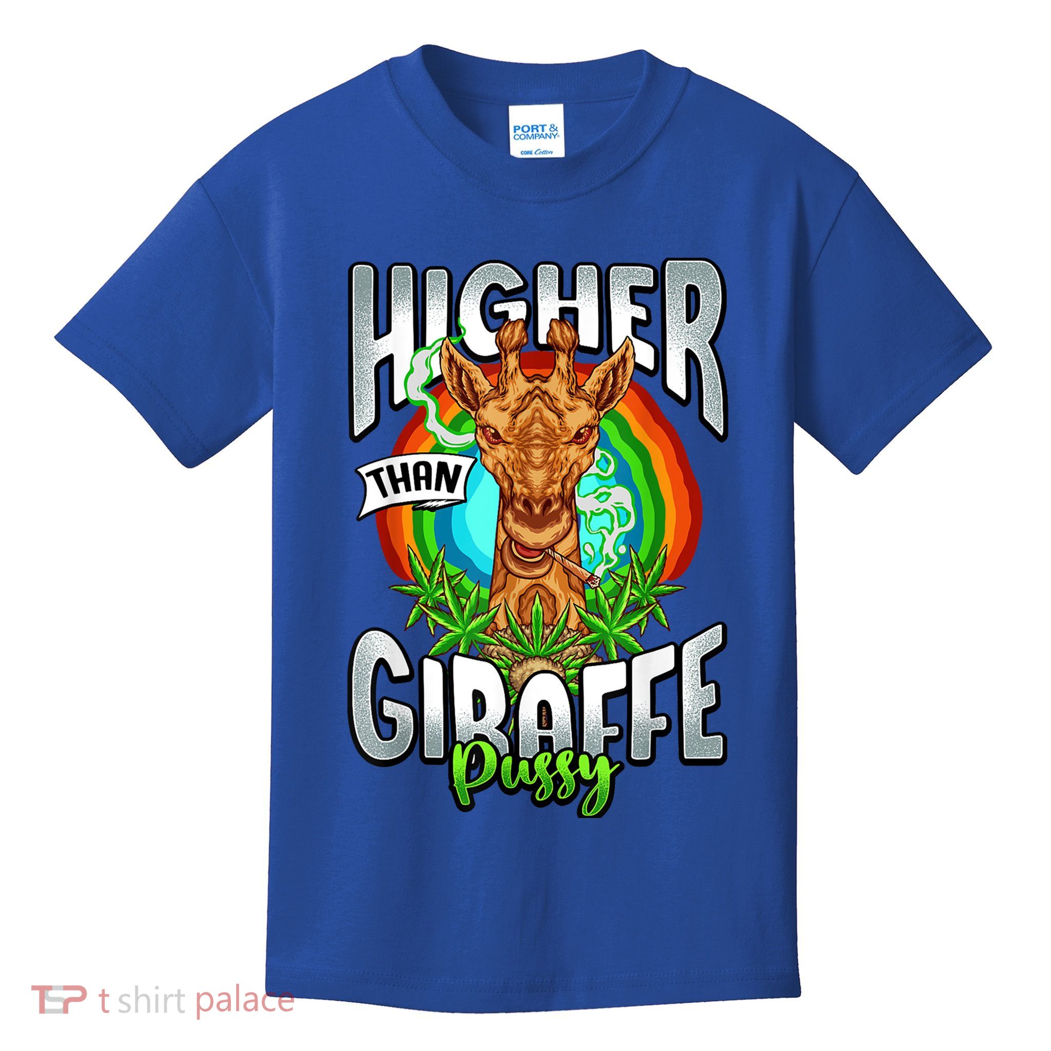 Higher Than Giraffe Gift Pussy Stoner Weed 420 Pot Gift Kids T-Shirt