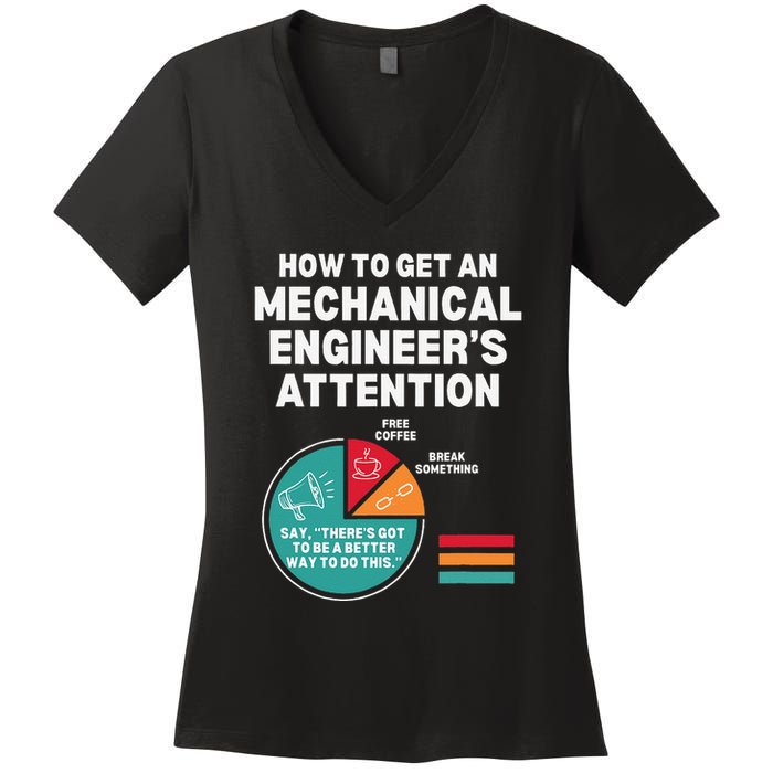 How To Get Engineers Attention Funny Mechanical Engineering Women's V-Neck T-Shirt