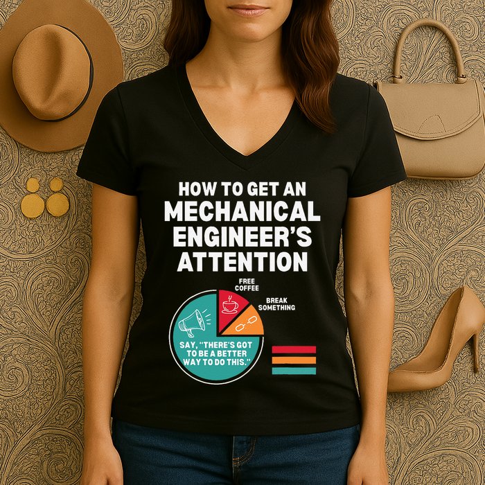How To Get Engineers Attention Funny Mechanical Engineering Women's V-Neck T-Shirt